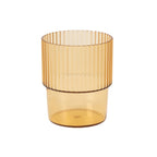 12 - Pack Plastic Short Drinking Glasses Amber Gold Ribbed Pattern Stackable - Reusable Tumblers 7oz - Bell Racket Store