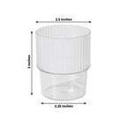 12 - Pack Plastic Short Drinking Glasses Clear Ribbed Pattern Stackable - Reusable Tumblers 7oz - Bell Racket Store