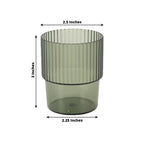 12 - Pack Plastic Short Drinking Glasses Hunter Emerald Green Ribbed Pattern Stackable - Reusable Tumblers 7oz - Bell Racket Store