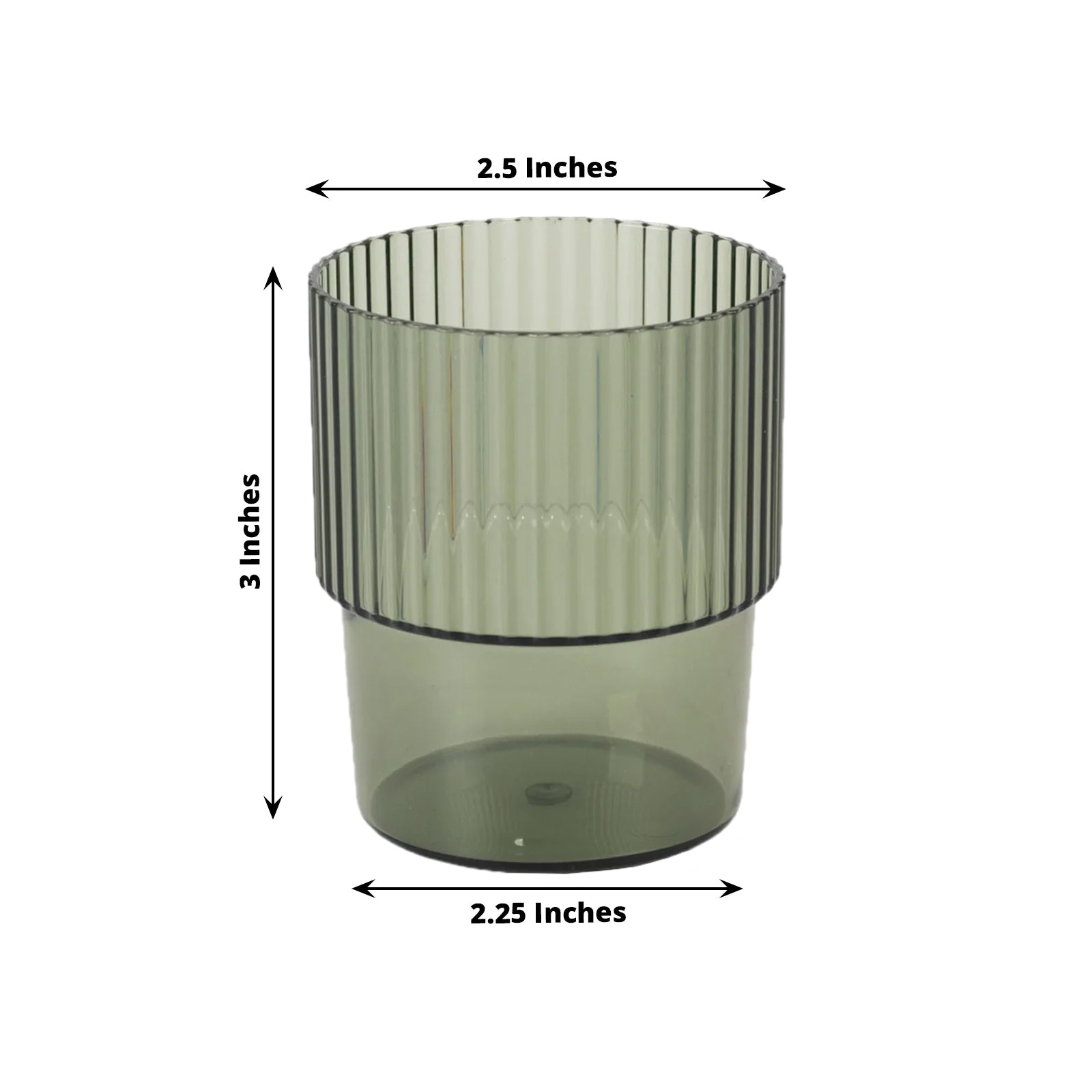 12 - Pack Plastic Short Drinking Glasses Hunter Emerald Green Ribbed Pattern Stackable - Reusable Tumblers 7oz - Bell Racket Store