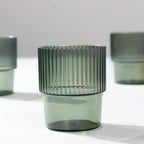 12 - Pack Plastic Short Drinking Glasses Hunter Emerald Green Ribbed Pattern Stackable - Reusable Tumblers 7oz - Bell Racket Store