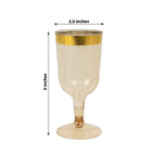 12 Pack Plastic Short Stem Wine Glasses Transparent Gold/Gold Rim - Stylish Disposable Drinkware 6oz - Bell Racket Store