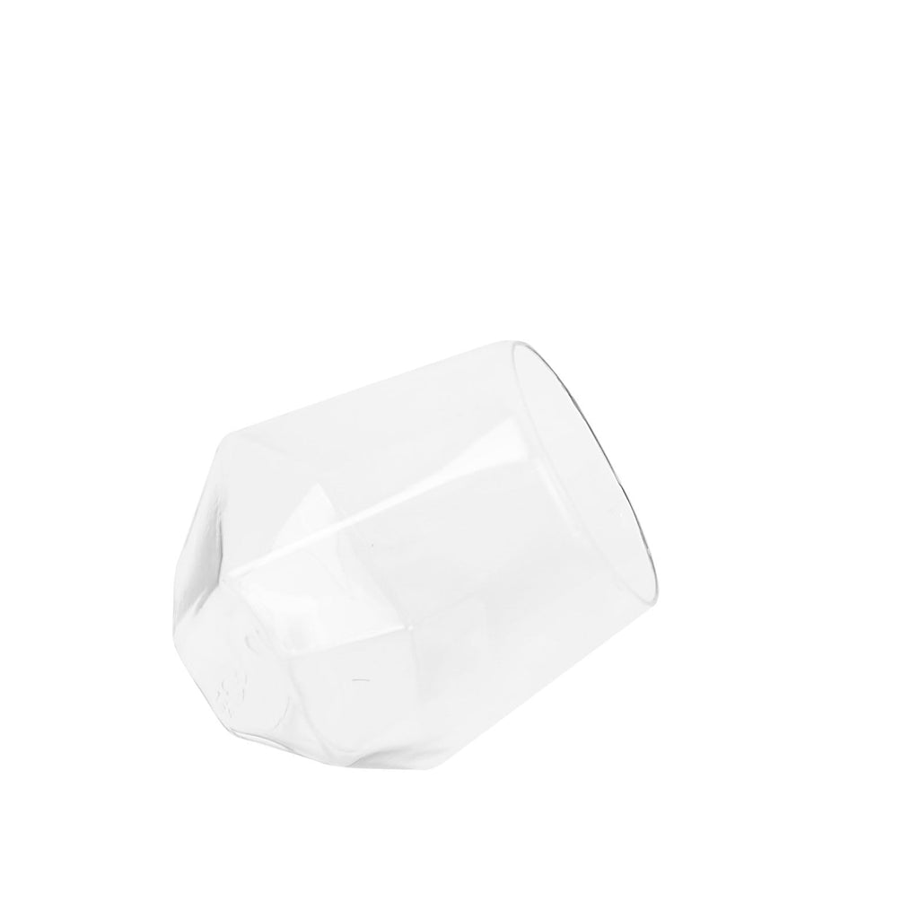 12 - Pack Plastic Stemless Wine Glasses Clear Diamond Shaped - Reusable Whiskey Cups 12oz - Bell Racket Store