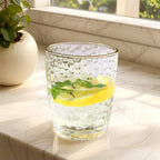 12 - Pack Plastic Tumblers Reusable Hammered Cups 14oz â€“ Clear with Gold Rim â€“ Shatterproof Cocktail Drinkware - Bell Racket Store