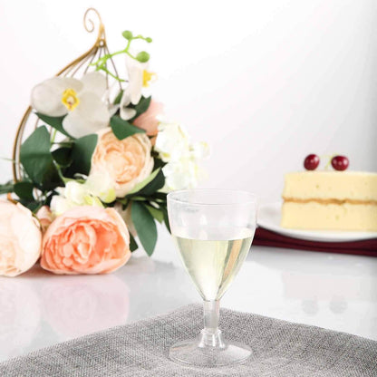 12 - Pack Plastic Wine Glasses Clear Short Hollow Stem - Stylish Disposable Cups for Wine 6oz - NestOCart