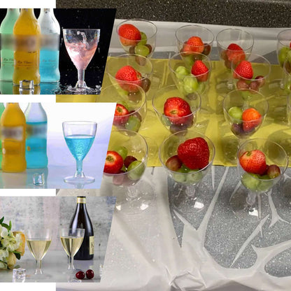 12 - Pack Plastic Wine Glasses Clear Short Hollow Stem - Stylish Disposable Cups for Wine 6oz - NestOCart