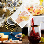 12 - Pack Plastic Wine Tumblers Transparent Amber with Gold Rim - Reusable Drinkware 12oz - Bell Racket Store