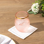 12 - Pack Plastic Wine Tumblers Transparent Blush with Gold Rim - Reusable Drinkware 12oz - Bell Racket Store