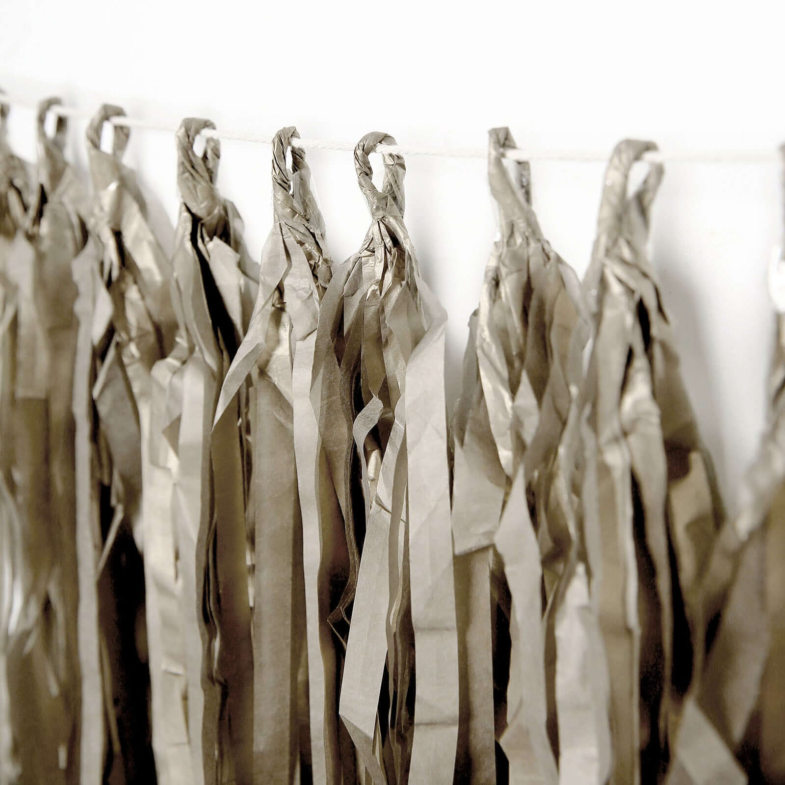 12 Pack Pre - Tied Antique Gold Paper Fringe Tassels With Garland String, Hanging Streamer Banner - Bell Racket Store