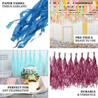 12 Pack Pre - Tied Turquoise Tissue Paper Tassel Garland With String, Hanging Fringe Party Streamer Backdrop Decor - Bell Racket Store