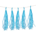 12 Pack Pre - Tied Turquoise Tissue Paper Tassel Garland With String, Hanging Fringe Party Streamer Backdrop Decor - Bell Racket Store