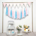 12 Pack Pre - Tied Turquoise Tissue Paper Tassel Garland With String, Hanging Fringe Party Streamer Backdrop Decor - Bell Racket Store