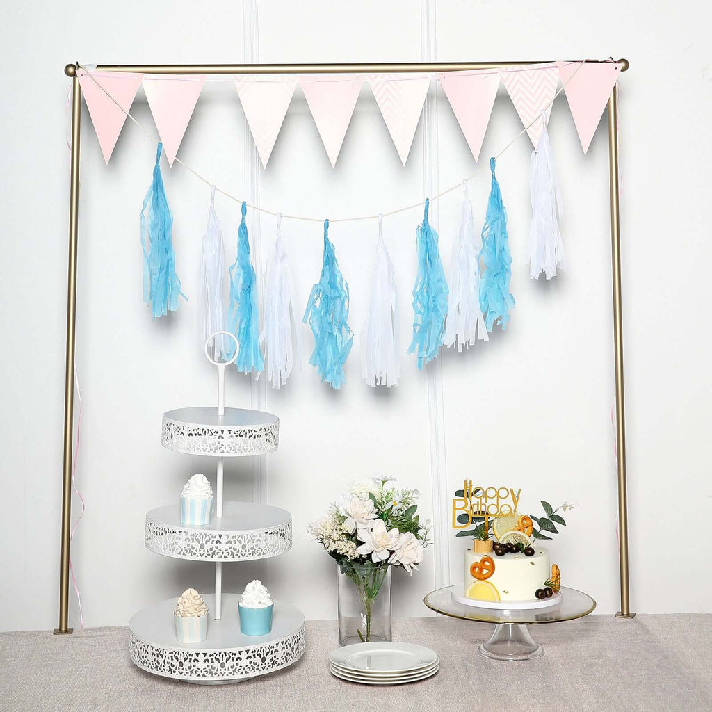 12 Pack Pre - Tied Turquoise Tissue Paper Tassel Garland With String, Hanging Fringe Party Streamer Backdrop Decor - Bell Racket Store