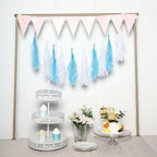 12 Pack Pre - Tied Turquoise Tissue Paper Tassel Garland With String, Hanging Fringe Party Streamer Backdrop Decor - Bell Racket Store