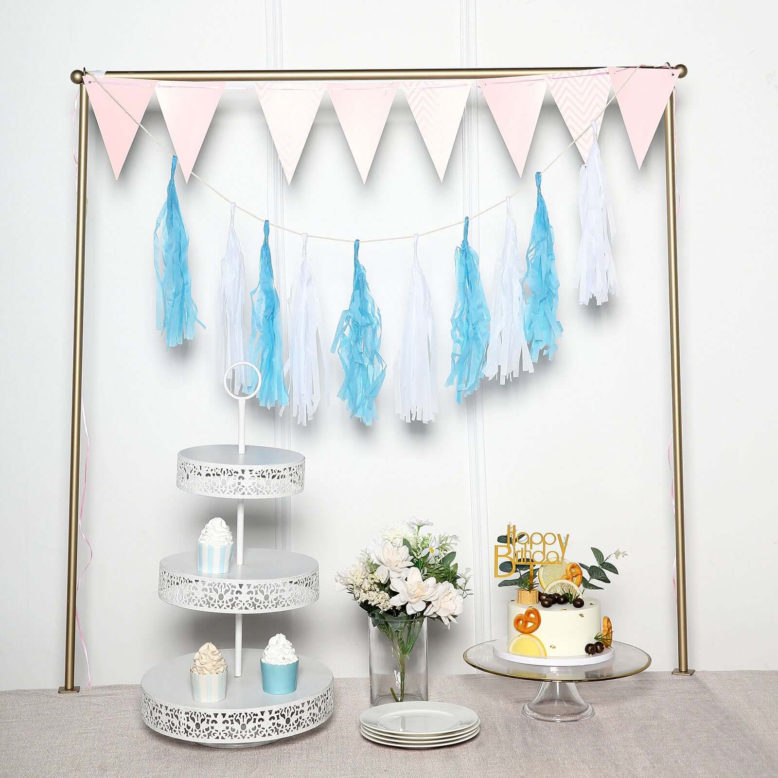 12 Pack Pre - Tied Turquoise Tissue Paper Tassel Garland With String, Hanging Fringe Party Streamer Backdrop Decor - Bell Racket Store