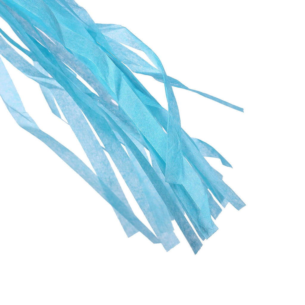 12 Pack Pre - Tied Turquoise Tissue Paper Tassel Garland With String, Hanging Fringe Party Streamer Backdrop Decor - Bell Racket Store
