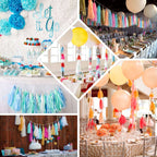 12 Pack Pre - Tied Turquoise Tissue Paper Tassel Garland With String, Hanging Fringe Party Streamer Backdrop Decor - Bell Racket Store