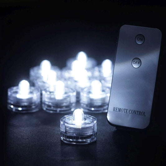 12 - Pack Submersible LED Lights Remote Operated Design White - Waterproof Decorative Lighting - NestOCart