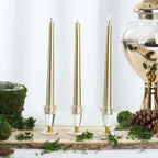 12 - Pack Taper Candles Premium Wax Design Metallic Gold - Unscented Candles for Upscale Settings 10" - Bell Racket Store