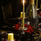 12 - Pack Taper Candles Premium Wax Design Metallic Gold - Unscented Candles for Upscale Settings 10" - Bell Racket Store