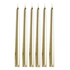 12 - Pack Taper Candles Premium Wax Design Metallic Gold - Unscented Candles for Upscale Settings 10" - Bell Racket Store