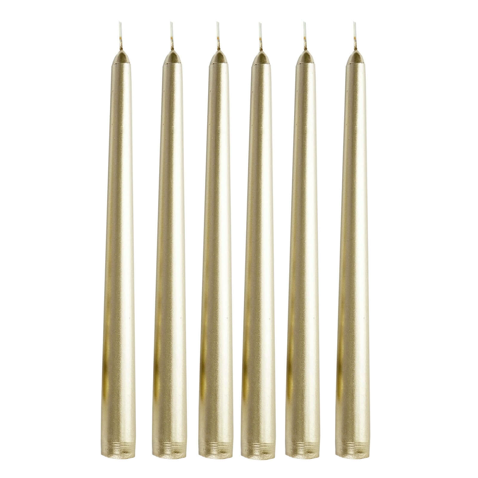 12 - Pack Taper Candles Premium Wax Design Metallic Gold - Unscented Candles for Upscale Settings 10" - Bell Racket Store