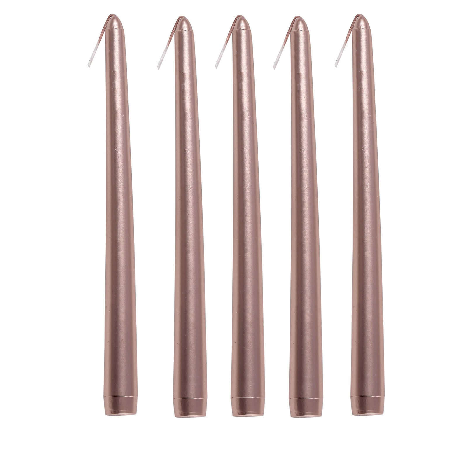 12 - Pack Taper Candles Premium Wax Design Metallic Rose Gold - Unscented Candles for Upscale Settings 10" - Bell Racket Store