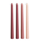 12 - Pack Taper Candles Premium Wax Design Mixed Dusty Rose - Unscented Candles for Sophisticated Decor 10" - Bell Racket Store