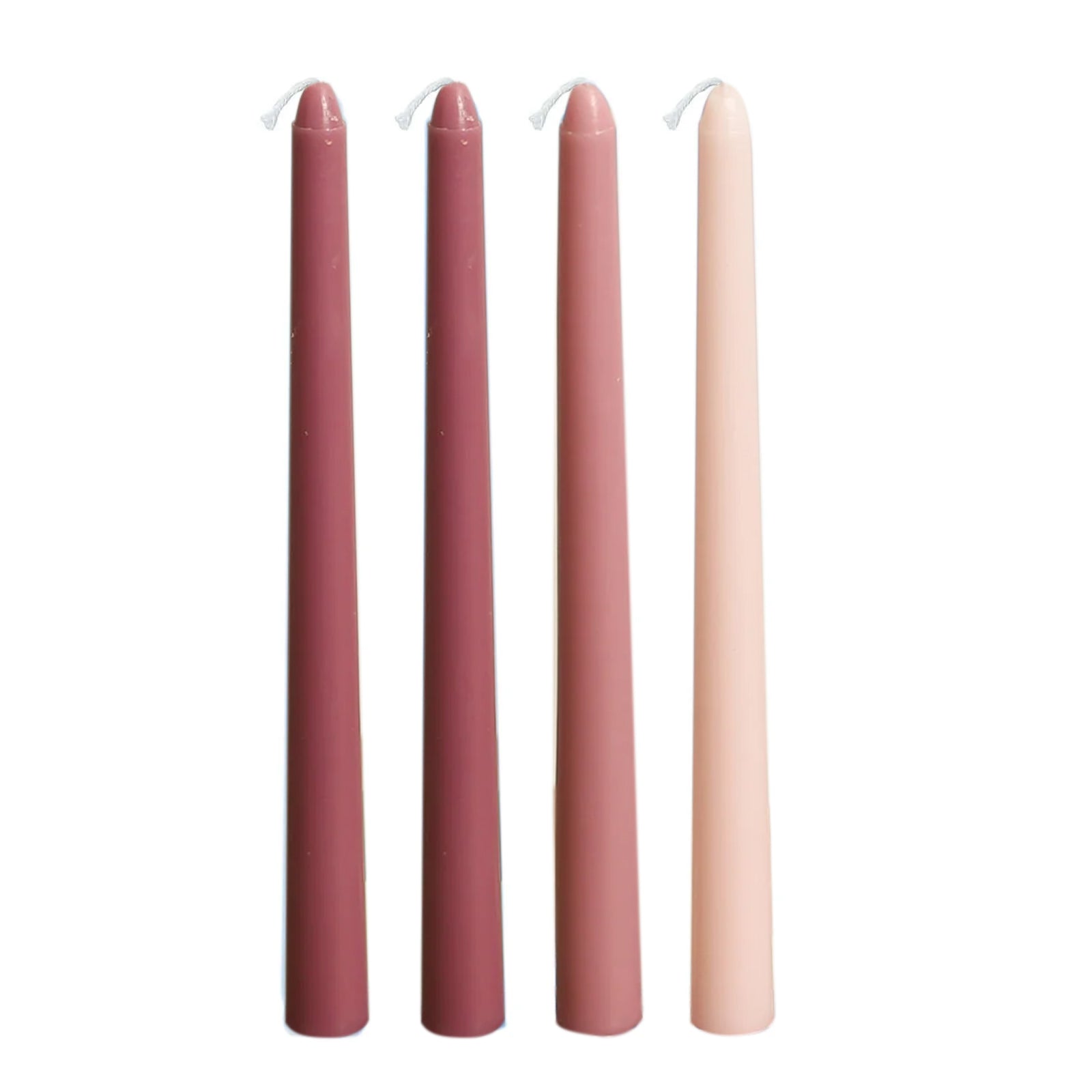 12 - Pack Taper Candles Premium Wax Design Mixed Dusty Rose - Unscented Candles for Sophisticated Decor 10" - Bell Racket Store