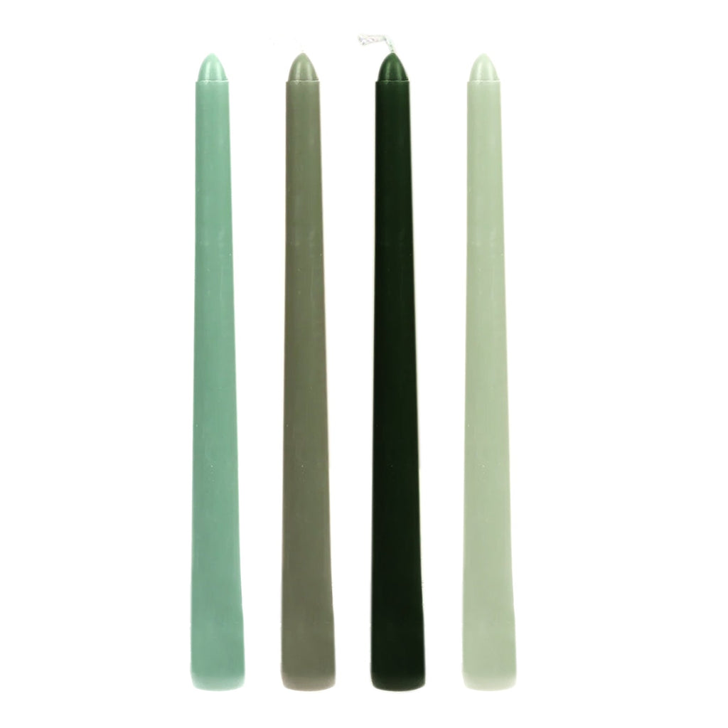 12 - Pack Taper Candles Premium Wax Design Mixed Sage Green - Unscented Candles for Sophisticated Decor 10" - Bell Racket Store