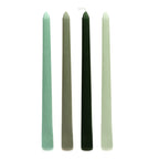 12 - Pack Taper Candles Premium Wax Design Mixed Sage Green - Unscented Candles for Sophisticated Decor 10" - Bell Racket Store
