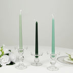 12 - Pack Taper Candles Premium Wax Design Mixed Sage Green - Unscented Candles for Sophisticated Decor 10" - Bell Racket Store