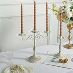 12 - Pack Taper Candles Spiral Long Burn Wick Design Beige - Premium Unscented Wax Dinner Candle Sticks 11" - Bell Racket Store