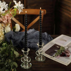 12 - Pack Taper Candles Spiral Long Burn Wick Design Black - Premium Unscented Wax Dinner Candle Sticks 11" - Bell Racket Store