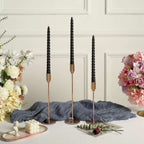 12 - Pack Taper Candles Spiral Long Burn Wick Design Black - Premium Unscented Wax Dinner Candle Sticks 11" - Bell Racket Store