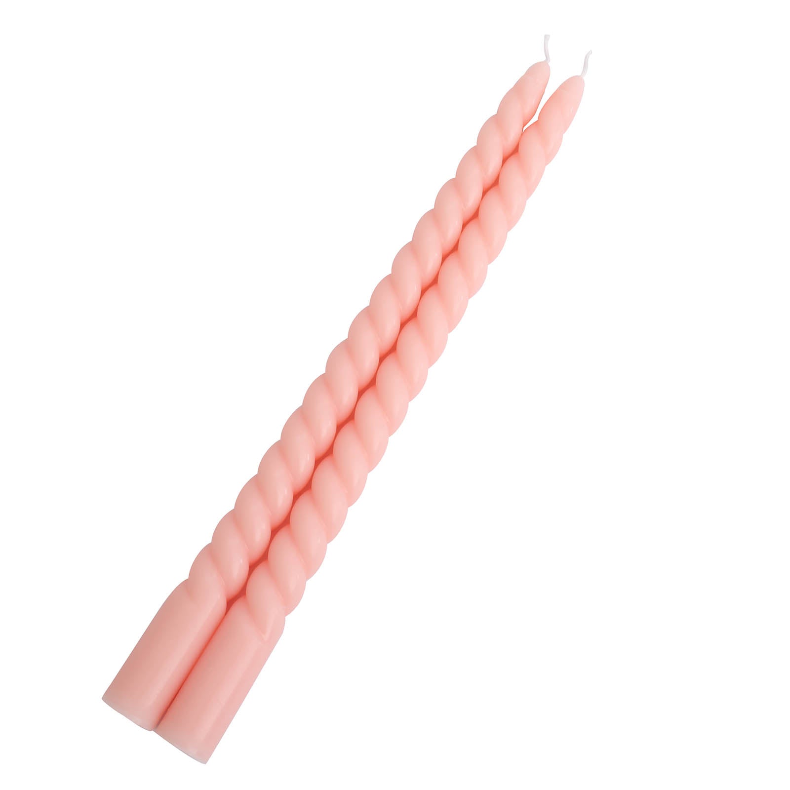 12 - Pack Taper Candles Spiral Long Burn Wick Design Blush - Premium Unscented Wax Dinner Candle Sticks 11" - Bell Racket Store
