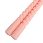 12 - Pack Taper Candles Spiral Long Burn Wick Design Blush - Premium Unscented Wax Dinner Candle Sticks 11" - Bell Racket Store
