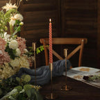 12 - Pack Taper Candles Spiral Long Burn Wick Design Dark Nude - Premium Unscented Wax Dinner Candle Sticks 11" - Bell Racket Store