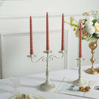 12 - Pack Taper Candles Spiral Long Burn Wick Design Dark Nude - Premium Unscented Wax Dinner Candle Sticks 11" - Bell Racket Store