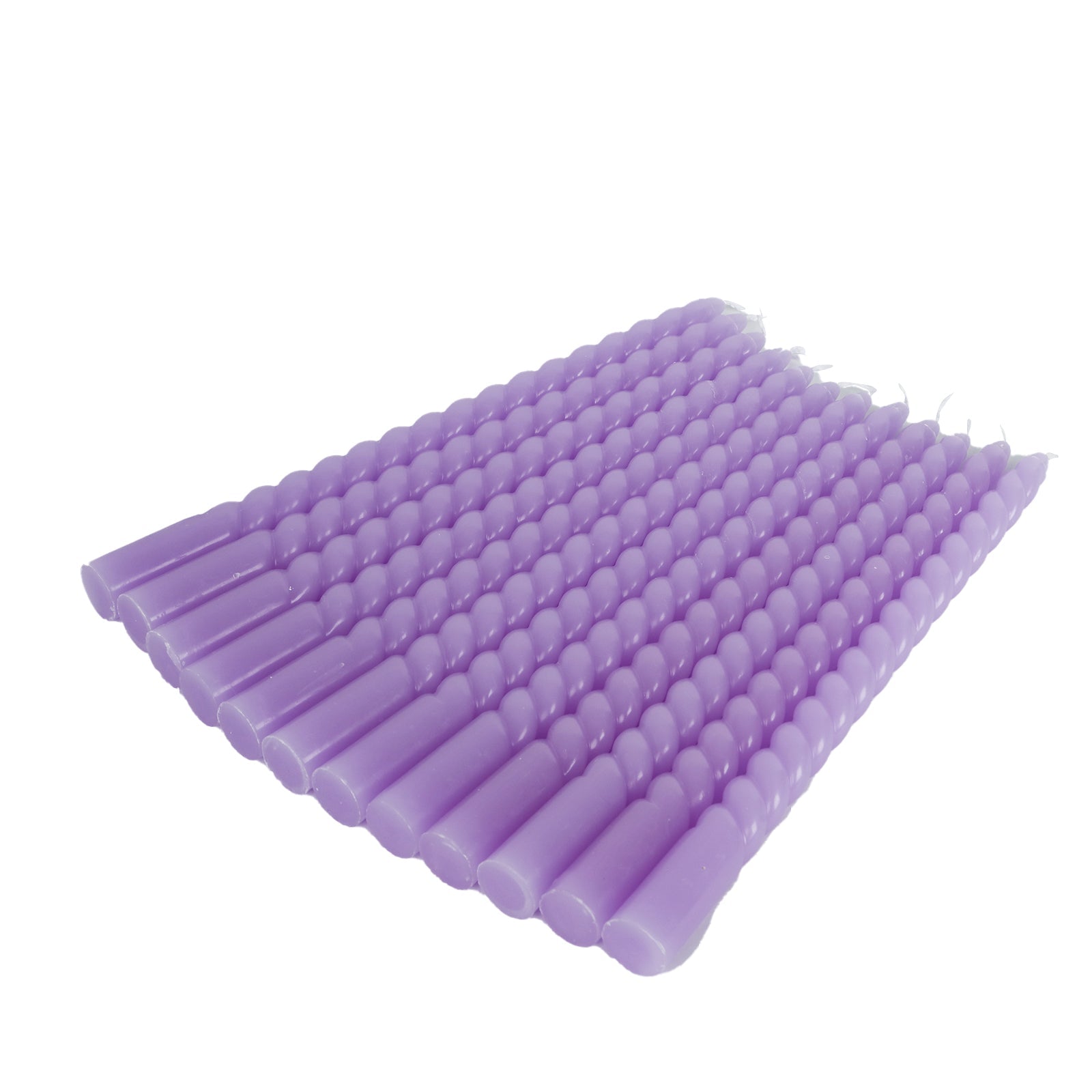 12 - Pack Taper Candles Spiral Long Burn Wick Design Lavender Lilac - Premium Unscented Wax Dinner Candle Sticks 11" - Bell Racket Store