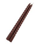 12 - Pack Taper Candles Spiral Long Burn Wick Design Mocha Brown - Premium Unscented Wax Dinner Candle Sticks 11" - Bell Racket Store