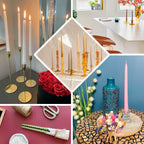 12 - Pack Taper Candles Spiral Long Burn Wick Design Pink - Premium Unscented Wax Dinner Candle Sticks 11" - Bell Racket Store