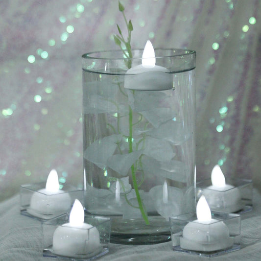 12 - Pack Tealight Candles Flameless Design Cool White - Waterproof Floating LED Lighting - NestOCart
