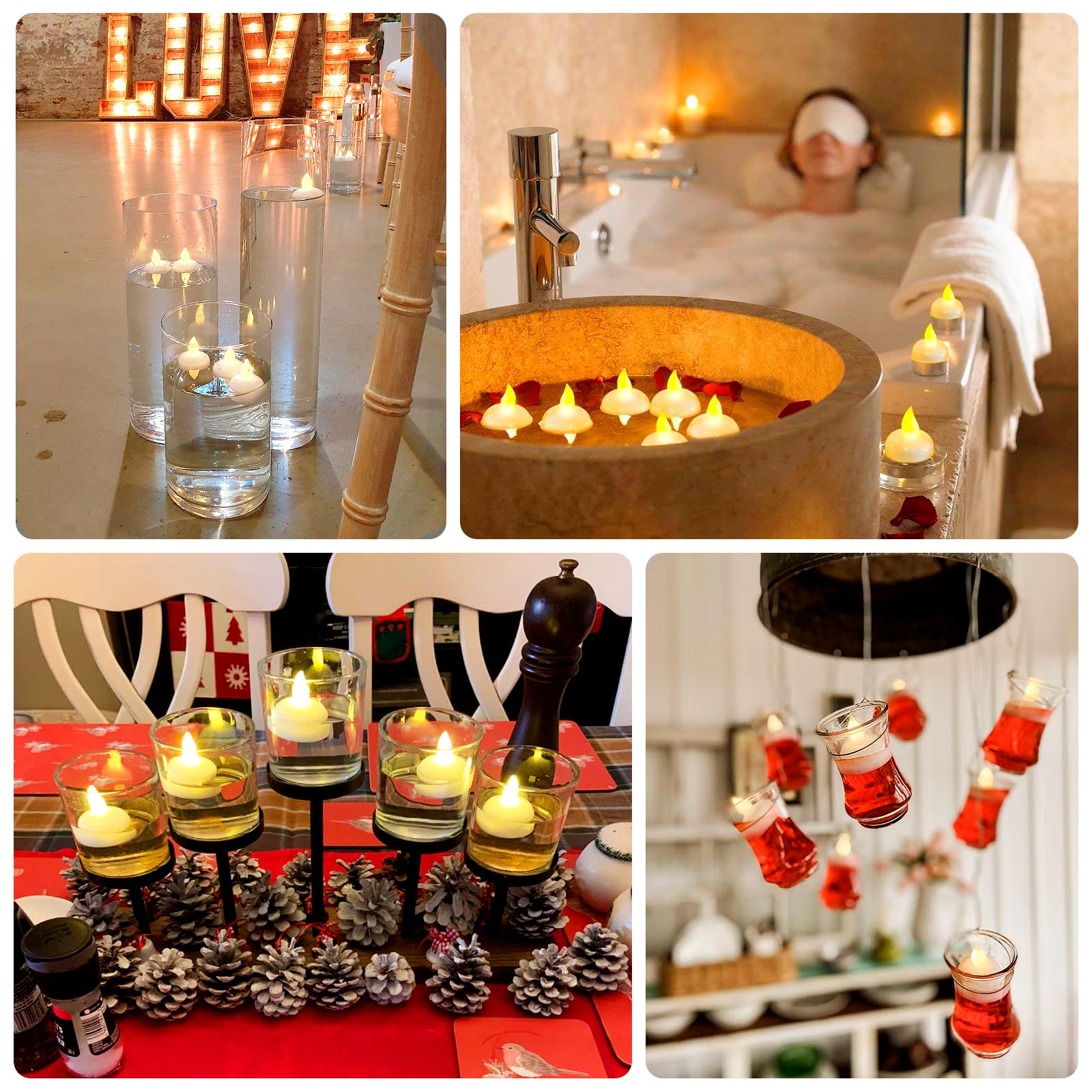 12 - Pack Tealight Candles Flameless Design Warm White - Waterproof Floating LED Lighting - Bell Racket Store