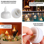 12 - Pack Tealight Candles Flameless Design Warm White - Waterproof Floating LED Lighting - Bell Racket Store