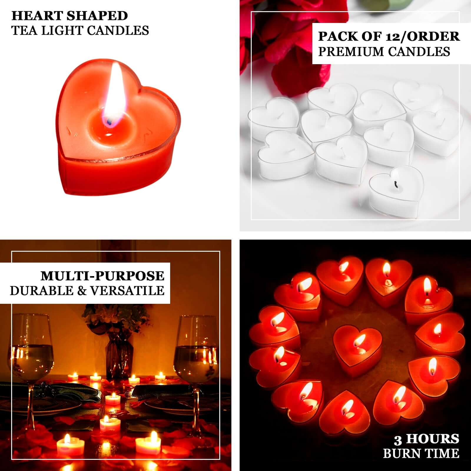 12 - Pack Tealight Candles Heart Shaped Design Red - Valentines Decor for Romantic Settings Mini - NestOCart