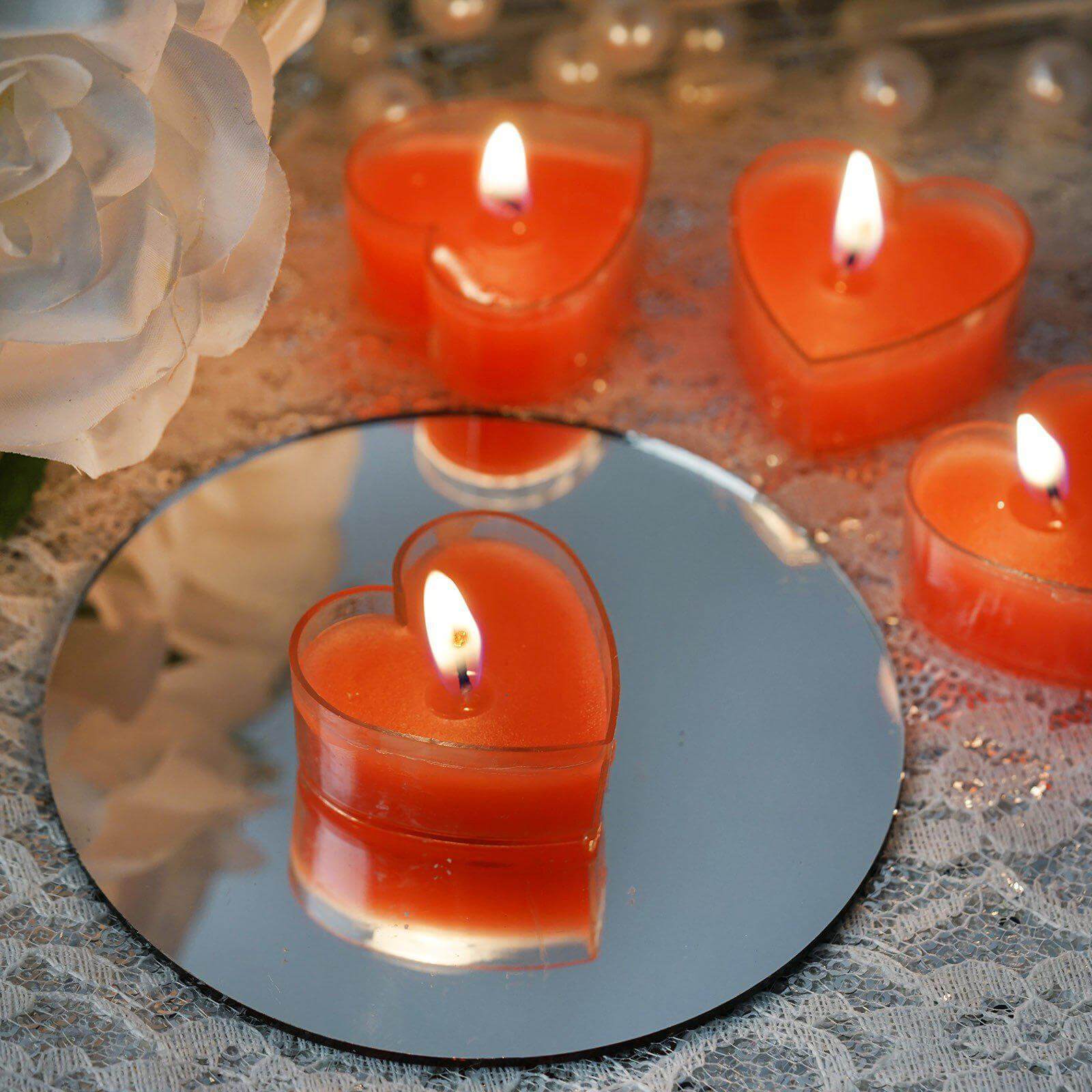 12 - Pack Tealight Candles Heart Shaped Design Red - Valentines Decor for Romantic Settings Mini - NestOCart