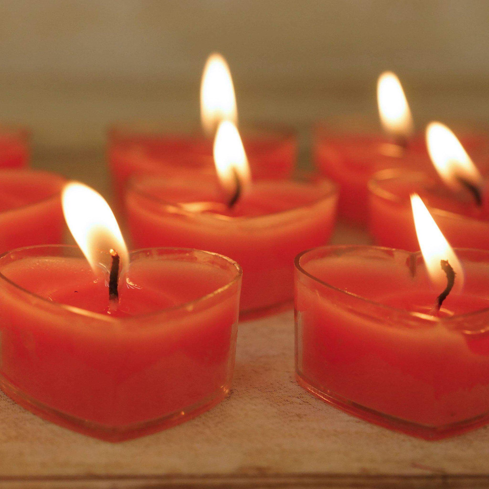 12 - Pack Tealight Candles Heart Shaped Design Red - Valentines Decor for Romantic Settings Mini - NestOCart