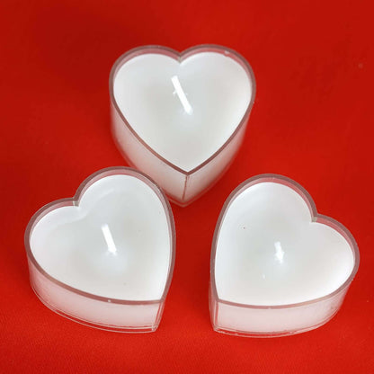 12 - Pack Tealight Candles Heart Shaped Design White - Valentines Decor for Romantic Settings Mini - NestOCart