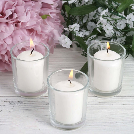 12 - Pack Votive Candle Set White with Clear Glass Holders - Tealight Candles for Decor - NestOCart